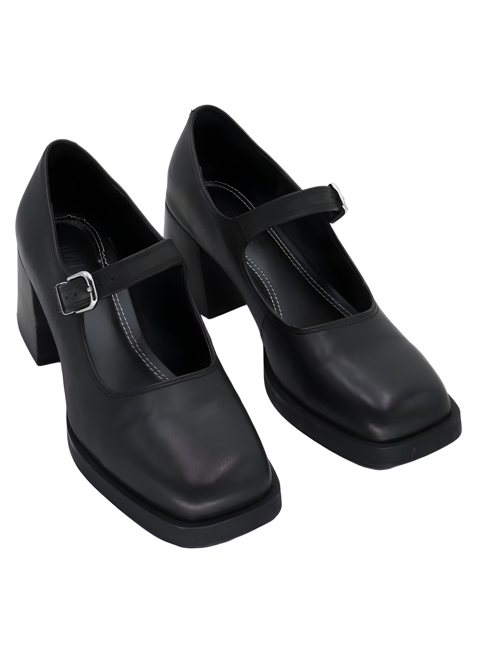 Steve Madden Lisbon Black Leather 2.5" Platform Mary Jane Shoes Size 9.5M